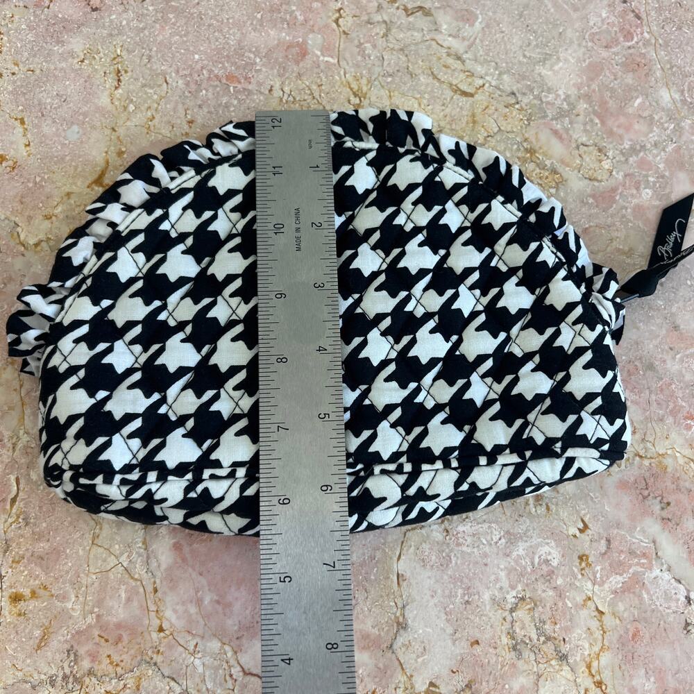 Vera Bradley Black White Houndstooth Ruffle Cosmetic Pouch Makeup Bag - Picture 5 of 6